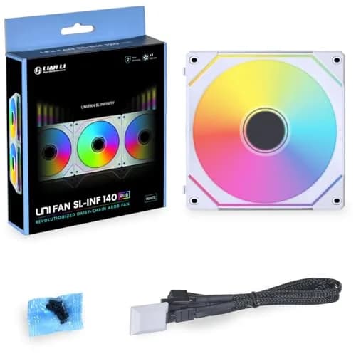 Lian Li SL-Infinity Fluid Dynamic Bearing 140mm Case Fan - White | Quiet Airflow with Copper Bearings thumbnail 6