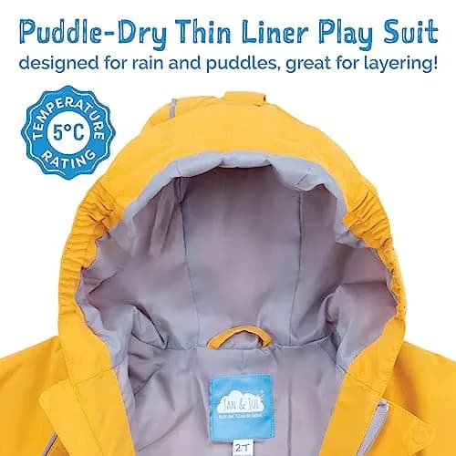 JAN & JUL Puddle-Dry Rain Play Suit Toddler 2T (10000mm Waterproof, 5000g Breathable) | Lightweight Coverall for Indian Monsoons thumbnail 5