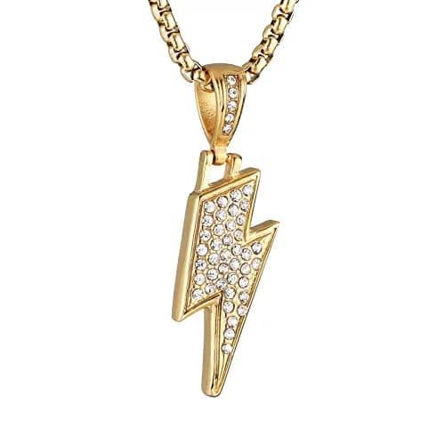 AsAlways Lightning Bolt Necklace for Men, 22"+2" Rolo Chain | Strength & Power Accessory thumbnail 1