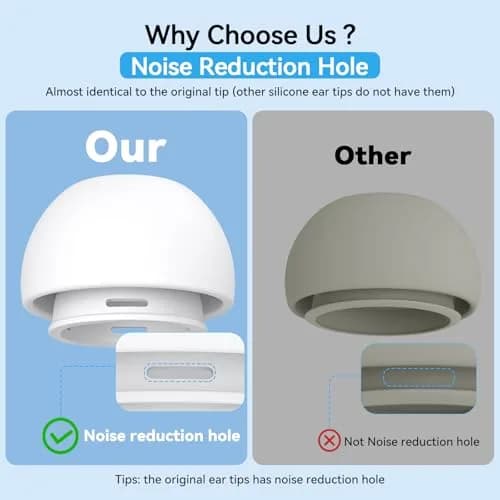 Pohgelan Replacement Ear Tips for AirPods Pro 2nd/1st Gen (XS/S/M/L) Black+White | Noise Reduction Holes & Dust Guard Screen thumbnail 4