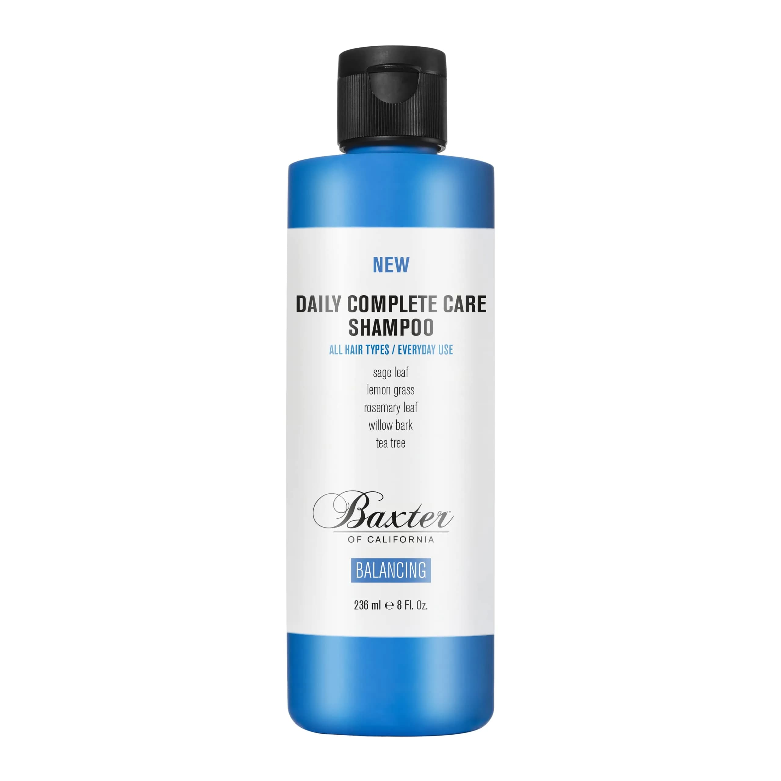 Baxter of California Daily Complete Care Shampoo 8 Fl Oz | Sulfate-Free, Invigorating with Sage & Tea Tree — Green