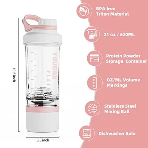 youcanplato 21oz Protein Shaker Bottle with Powder Storage & BPA Free Tritan | Gym Sport Water Bottle thumbnail 3
