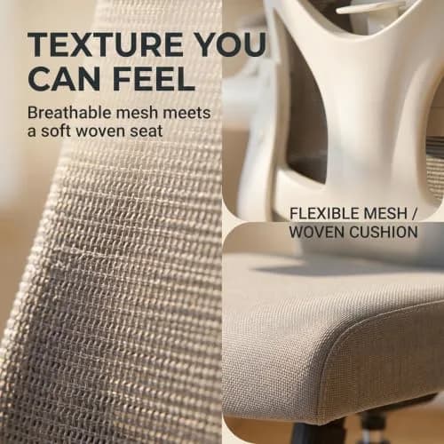 SICHY AGE High Back Mesh Office Desk Chair with Adjustable Lumbar Support & Flip-Up Armrests (Khaki, 20.8in deep, 22in wide, 43in tall) thumbnail 6