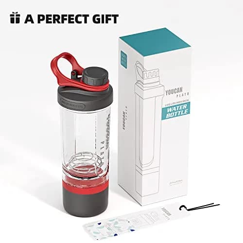 youcanplato 21oz Protein Shaker Bottle with Powder & Pill Storage | BPA Free Tritan, Red thumbnail 7