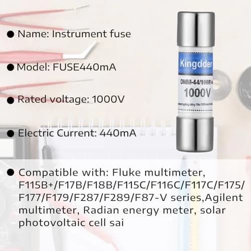 Kingdder Digital Multimeter Fuse DMM-44/100 440MA 1000V Fast Acting Replacement Fuse 10 x 35 mm (20 Pcs) thumbnail 5