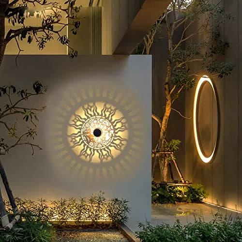 gardencave Sun Moon Solar Fence Lights 4 Pack (10 Lumens, Warm Yellow) | Decorative Outdoor Metal Lights for Garden, Patio, Yard thumbnail 8
