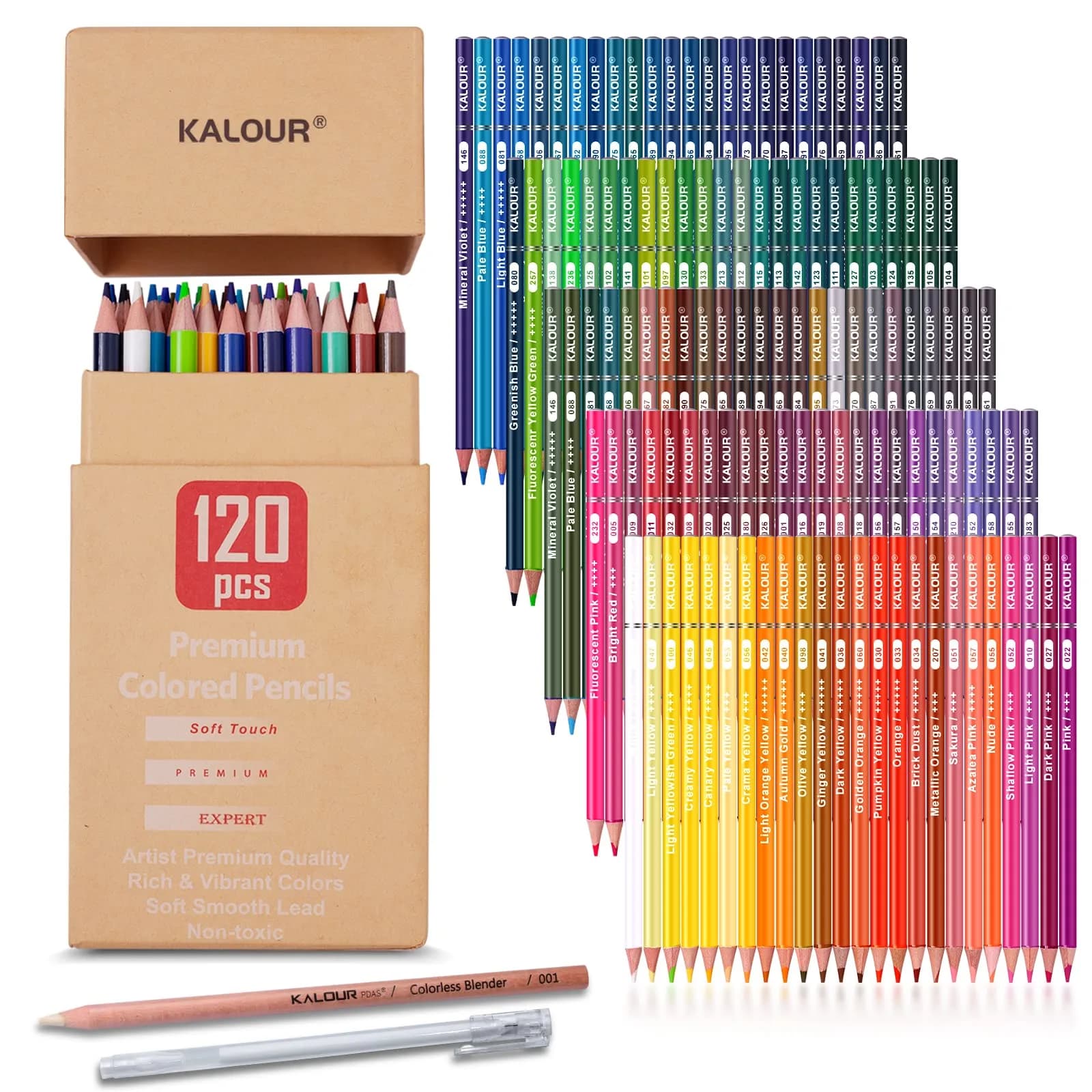 KALOUR Premium Colored Pencils Set of 120 Colors | Artists Soft Core with Vibrant Color