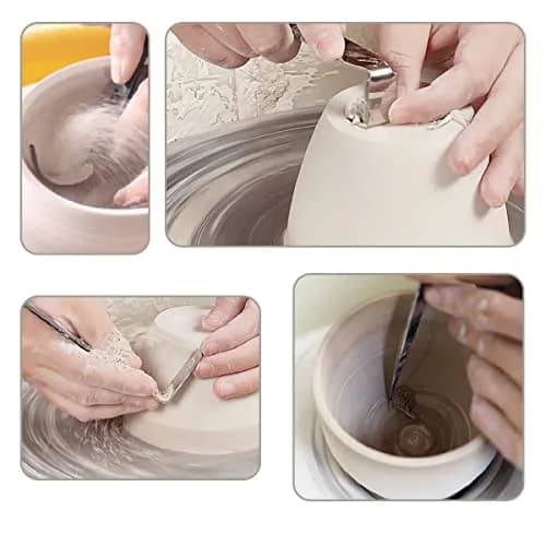 Kukiwhy 4Pcs Pottery Clay Sculpture Carving Tools Set with Rubber Sleeve Handles | Stainless Steel Trimming Knives for Hand-Made Clay Art Craft Modelling thumbnail 6