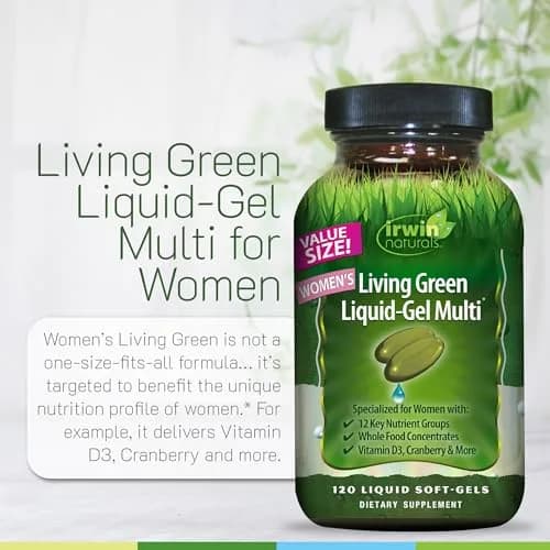 Irwin Naturals Women’s Living Green Liquid-Gel Multivitamins | 120 ct 2-Pack for Women’s Wellness thumbnail 5