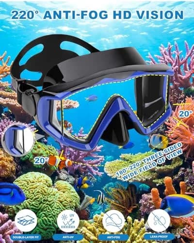 AQUA A DIVE SPORTS Blue Single Lens Diving Mask | 180° Wide View Anti-Fog thumbnail 3