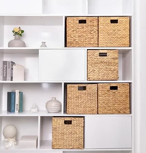 M4DECOR Wicker Storage Baskets 26.7cm (10.5in) | Natural Water Hyacinth Cube Bins for Shelves & Closets (2-Pack) thumbnail 12