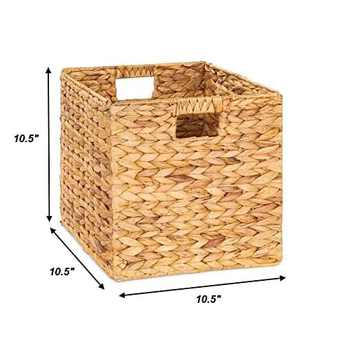 M4DECOR Wicker Storage Baskets 26.7cm (10.5in) | Natural Water Hyacinth Cube Bins for Shelves & Closets (2-Pack) thumbnail 2
