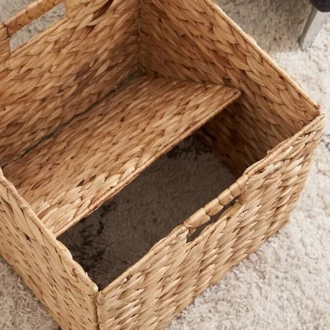 M4DECOR Wicker Storage Baskets 26.7cm (10.5in) | Natural Water Hyacinth Cube Bins for Shelves & Closets (2-Pack) thumbnail 4