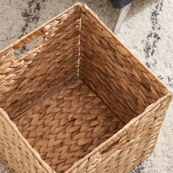 M4DECOR Wicker Storage Baskets 26.7cm (10.5in) | Natural Water Hyacinth Cube Bins for Shelves & Closets (2-Pack) thumbnail 5