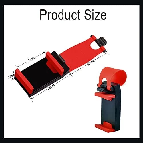 HAOBO Red Steering Wheel Phone Mount | Portable Electronic Device Mount for iPhone & Samsung (8cm x 4cm x 2.5cm) thumbnail 2