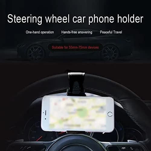 HAOBO Car Phone Holder - Adjustable Car Cradle, Steering Wheel Phone Mount, Universal Mobile Phone Mount, Hands Free Automobile Cell Phone Holder for Most Steering Wheels (Black) thumbnail 7