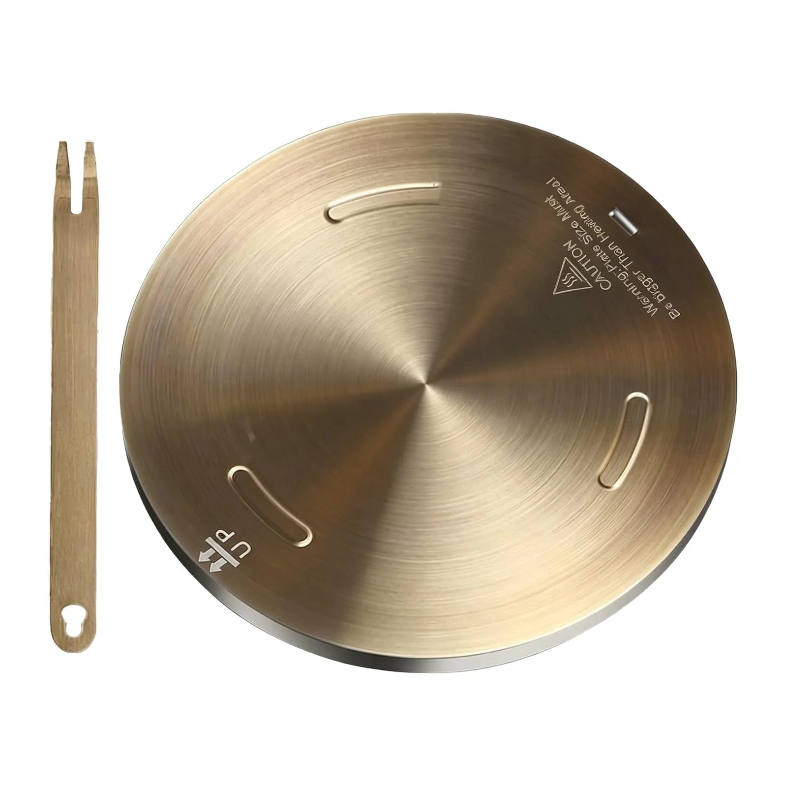 Grourarty 11-inch Heat Diffuser Plate with Handle | Induction Cooktop Converter for Even Cooking — Gold