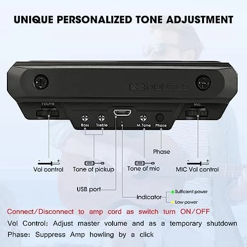 SUNYIN Acoustic Guitar Pickup Rechargeable Active Soundhole Adjustable Magnetic Coil thumbnail 4