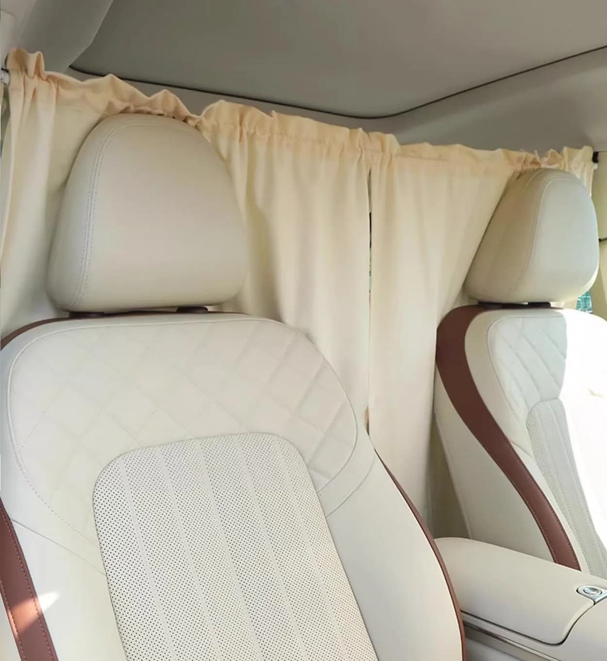 MEEWOO Blackout Suede Car Divider Privacy Curtain Large | Blocks UV Sunlight & Creates Private Space — Large Beige / Large