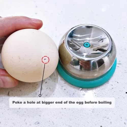 jawbush Stainless Steel Egg Piercer 2 Pack | Heavy Duty Egg Hole Puncher for Hard Boiled Eggs with Retractable Pin & Non-Slip Base thumbnail 4