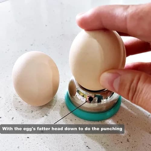 jawbush Stainless Steel Egg Piercer 2 Pack | Heavy Duty Egg Hole Puncher for Hard Boiled Eggs with Retractable Pin & Non-Slip Base thumbnail 2