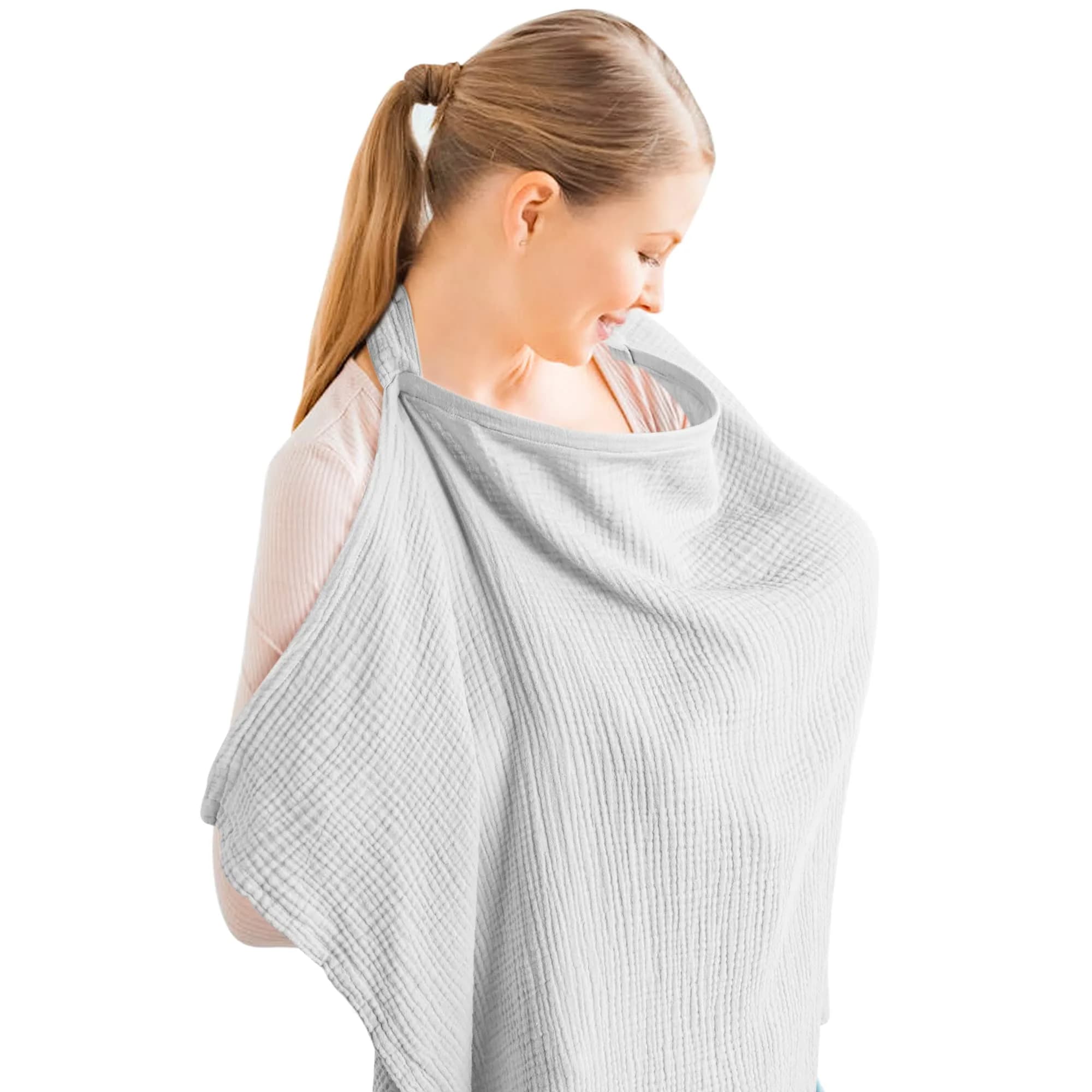 Konssy Muslin Nursing Cover Up Grey | 100% Cotton, Breathable, Multi-Use