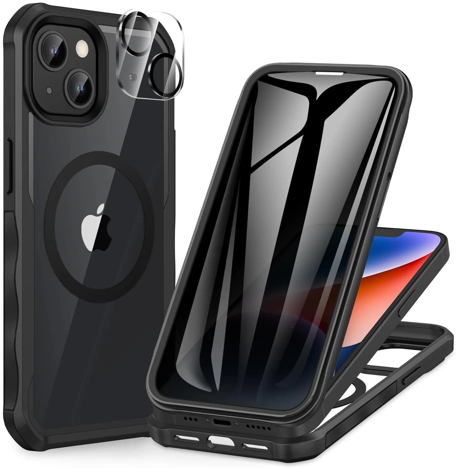CENHUFO Privacy Case for iPhone 14/13 (6.1") with Built-in Screen & Camera Protector | Full Body Shockproof Magsafe Compatible
