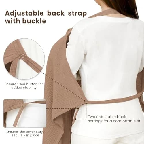 Konssy Muslin Nursing Cover Up for Breastfeeding with Rigid Hoop, 100% Cotton (Brown) | Breathable & Skin-Friendly for Moms & Babies thumbnail 5