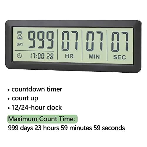 MOSTRUST Digital Countdown Days Timer, Black | Large LCD Screen, 999 Days Support, Easy Setup thumbnail 2