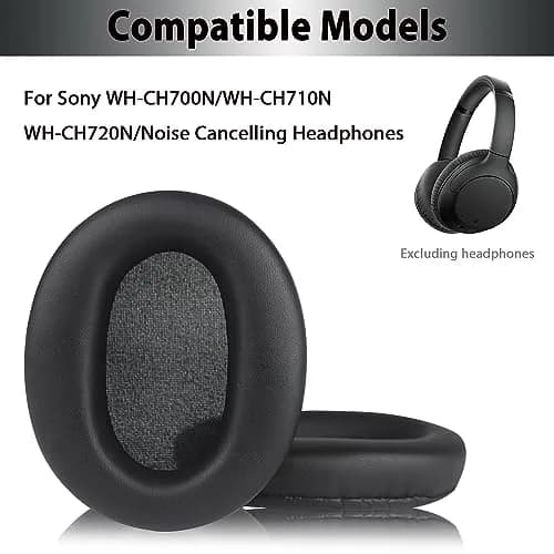 Adhiper Black Replacement Ear Pads for Sony WH-CH720N, WH-CH710N Headphones | Soft Protein Leather & Memory Foam thumbnail 2
