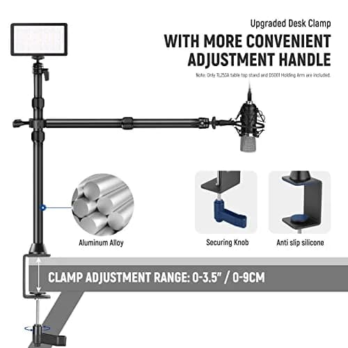 NEEWER TL253A+DS001 Table Camera Tripod with 2 Telescopic Arms & Phone Holder, 120cm (47") Light Stand | Versatile Studio Mount for Content Creation thumbnail 7