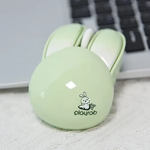 Lomiluskr Cute Bunny Wireless Mouse 59g | Silent 1200 DPI, Candy Colors, Kids & Girls (Green Bunny) thumbnail 6