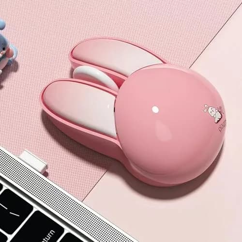 Lomiluskr Pink Bunny Wireless Mouse | Cute, Silent, 1200 DPI, 2.4G Wireless for Girls & Kids thumbnail 5