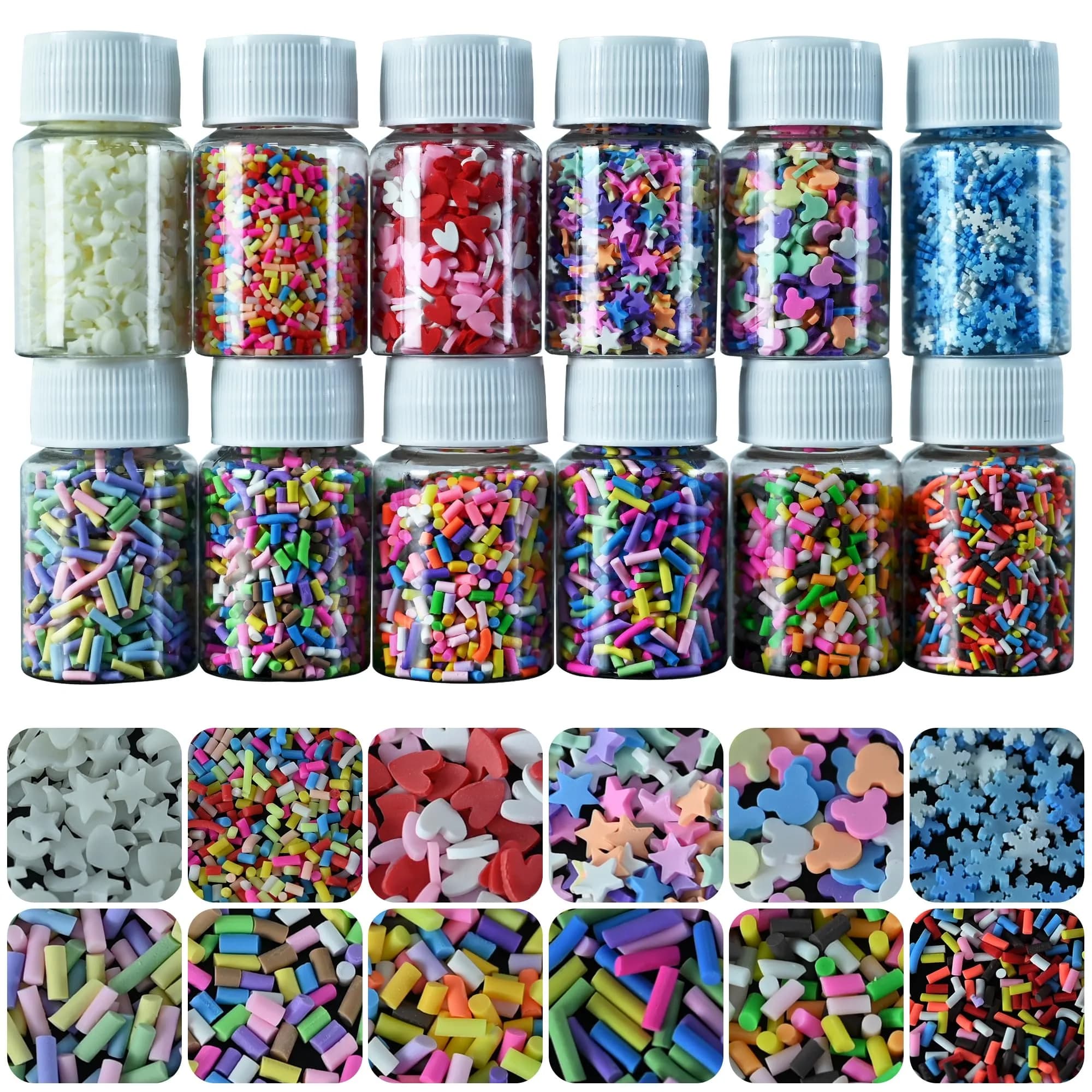 LIKETURE Fake Sprinkles 12 Jars 180g | DIY Nail Art & Resin Crafts | 12 Mixed Colors - main product image