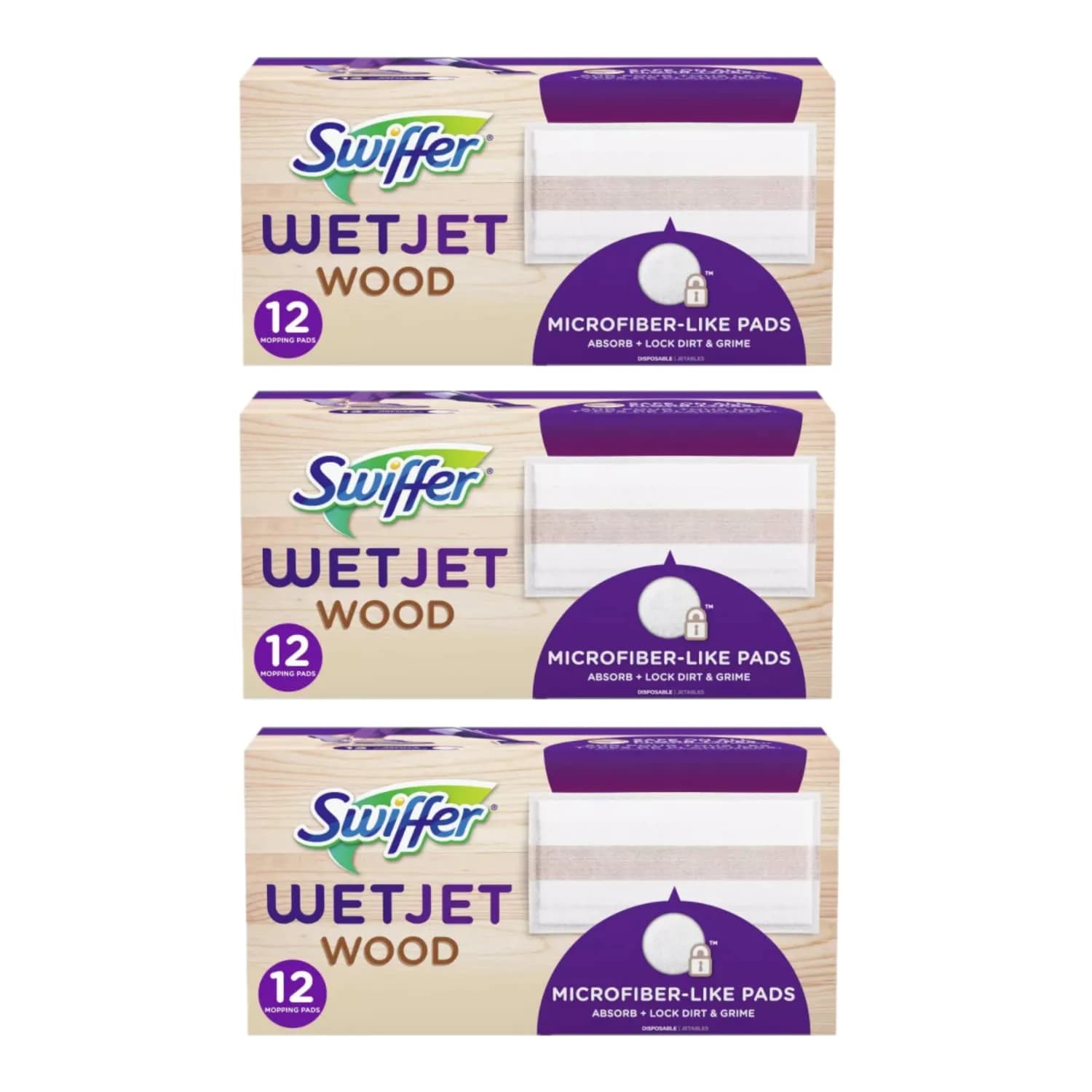 Swiffer WetJet Wood Mopping Pad Refill - 36 Count (12ct Pack of 3) | Gentle Microfiber for Hardwood Floors - main product image