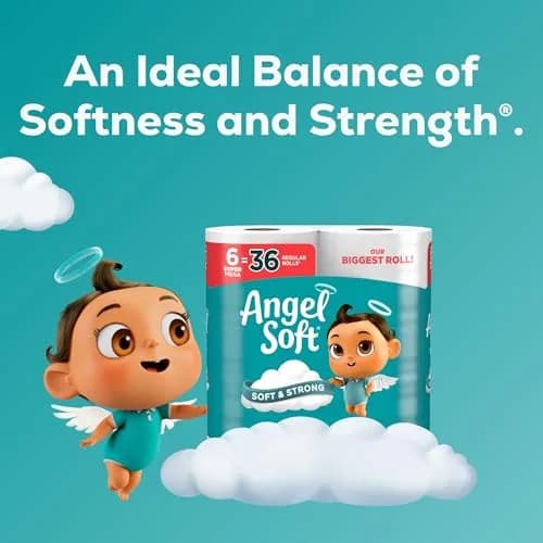 Angel Soft Toilet Paper 6 Super Mega Rolls (2880 Sheets Total) | Soft, Strong, Septic Safe thumbnail 4