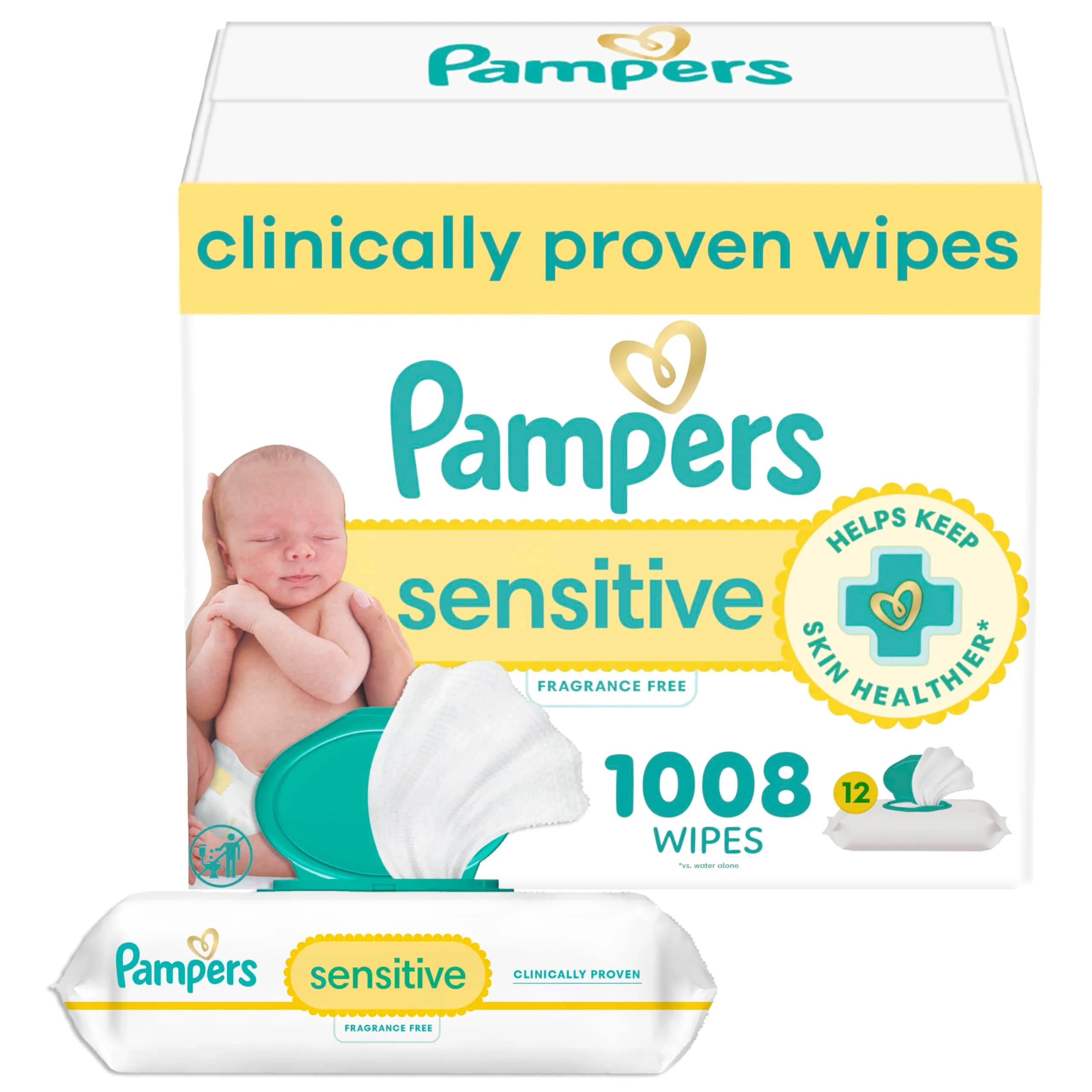 Pampers Sensitive Baby Wipes, 1008 Count (18 Packs) | Clinically Proven for Sensitive Skin