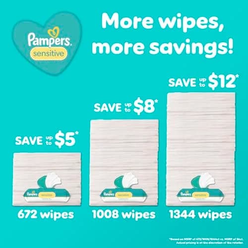 Pampers Sensitive Baby Wipes, 1008 Count (18 Packs) | Clinically Proven for Sensitive Skin thumbnail 3