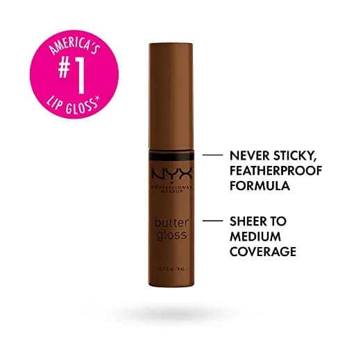 NYX PROFESSIONAL MAKEUP Butter Gloss Brown Sugar Caramelt (Medium Brown) 16ml (0.54 Fl Oz) Pack of 2 | Non-Sticky Gloss for Brown Skin Tones thumbnail 3
