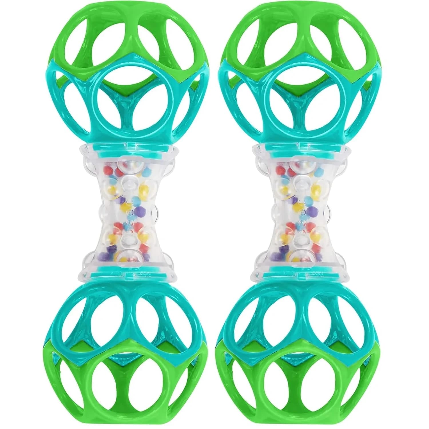 Bright Starts Oball Shaker Rattle Toy 2-Pack | BPA-Free, Easy-Grip for Newborns