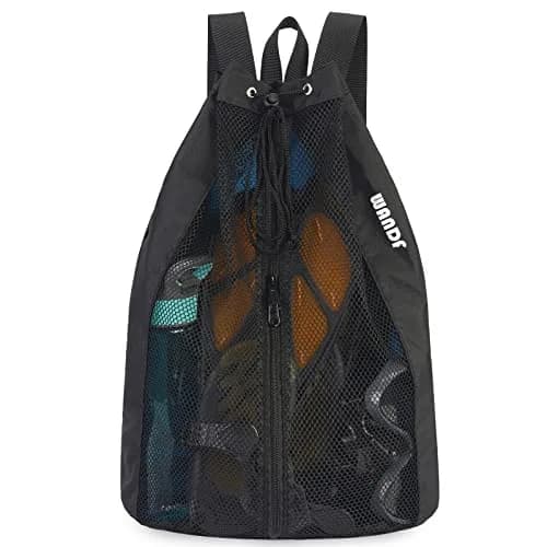 WANDF Mesh Swim Backpack for Swimmers, Breathable Beach Bag (M,Black) | Large Capacity & Quick Dry thumbnail 1