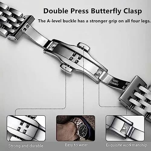 Niziruoup 21mm Stainless Steel Watch Band | Two Tone Silver/Gold, Adjustable & Durable thumbnail 3