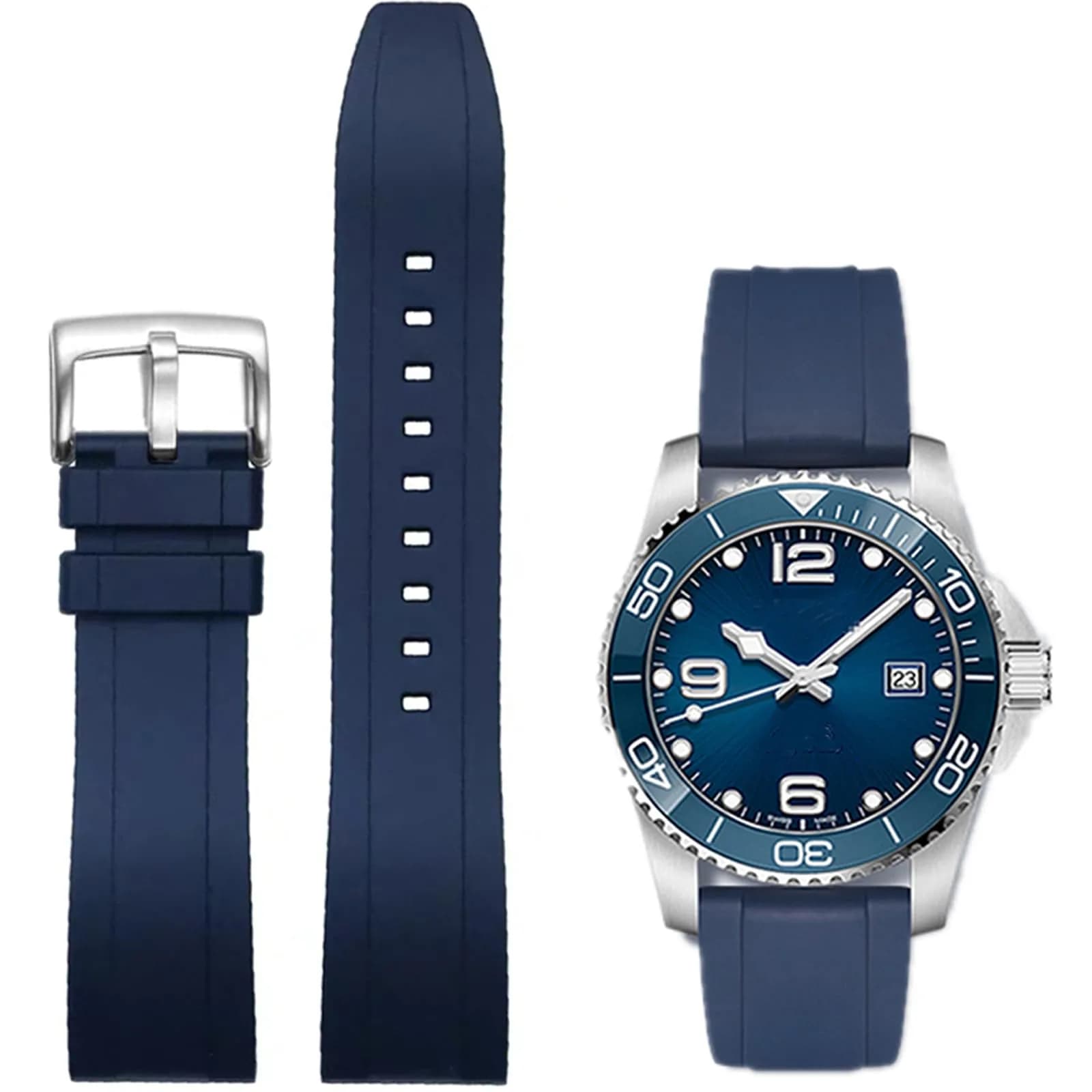 Niziruoup Fluororubber Watch Band 19mm-24mm | Quick Release, Waterproof, Durable — Blue / 21mm