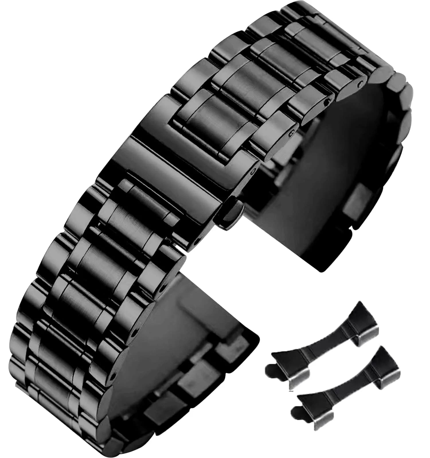 Niziruoup 19mm Black Stainless Steel Watch Band | Adjustable Metal Strap for Smartwatches & Traditional Watches