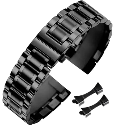 Niziruoup 19mm Black Stainless Steel Watch Band | Adjustable Metal Strap for Smartwatches & Traditional Watches thumbnail 1