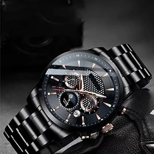 Niziruoup 19mm Black Stainless Steel Watch Band | Adjustable Metal Strap for Smartwatches & Traditional Watches thumbnail 9