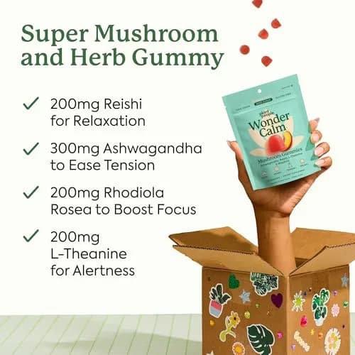 Plant People WonderCalm Mushroom & Ashwagandha Gummies, Peach Flavor 60ct | Support Calm & Well-Being thumbnail 2