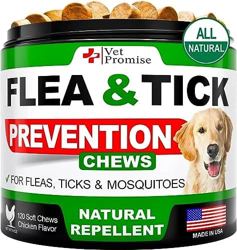 Vet Promise Flea and Tick Prevention for Dogs Chewables 120 Chews | Natural Flea & Tick Control thumbnail 1