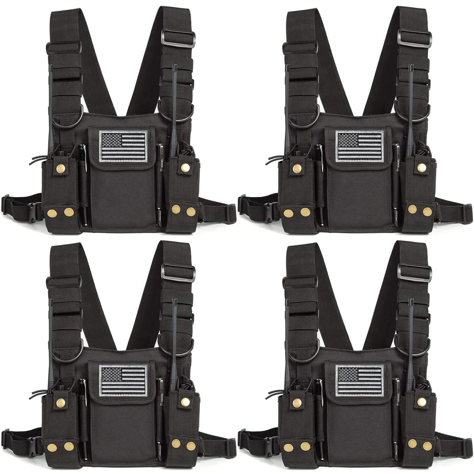 LUITON Radio Shoulder Holster Chest Harness Holder Vest for Two Way Radio | Adjustable Nylon Carry Case with Front Pouches (Camo) — black