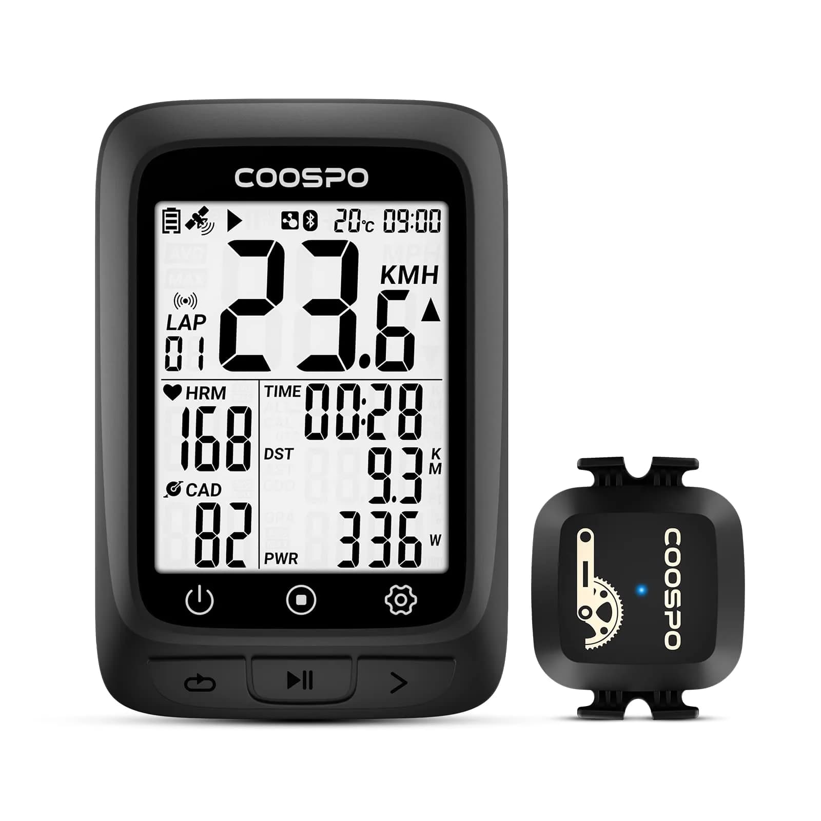 COOSPO GPS Cycling Computer BC107 & Bike Cadence/Speed Sensor BK467 | 2.4 Inch Auto-Backlight Display, Bluetooth/ANT+ - main product image